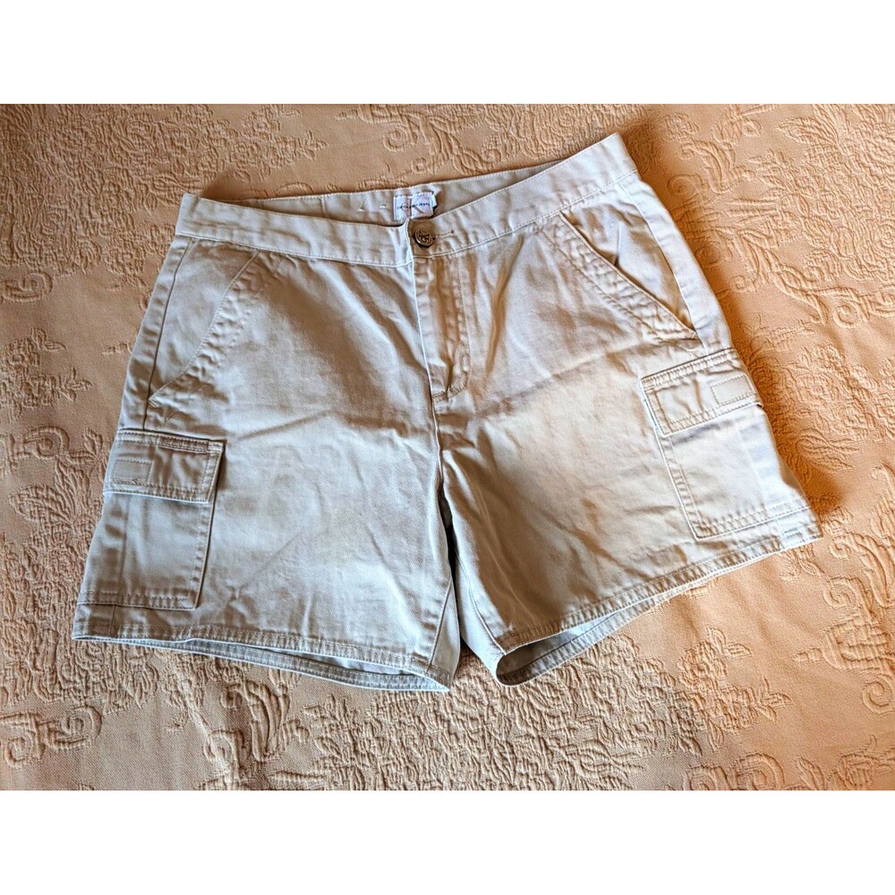 Calvin Klein Jeans Women's Cargo Shorts Beige 8 32W 4in Inseam Cotton Pockets